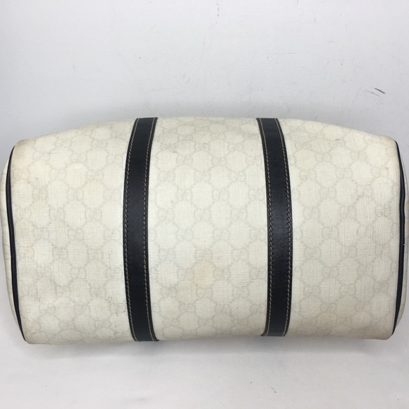 Authentic Gucci white Boston satchel bag coated canvas - Picture 8 of 16